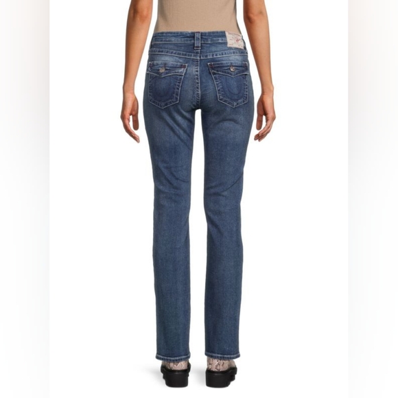 True Religion Womens Billie Mid Rise Straight Leg Jeans